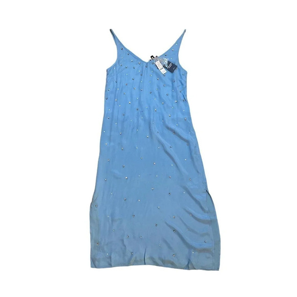 JCrew Collection limited-edition embellished V-neck slip dress in cupro blend - Picture 2 of 5